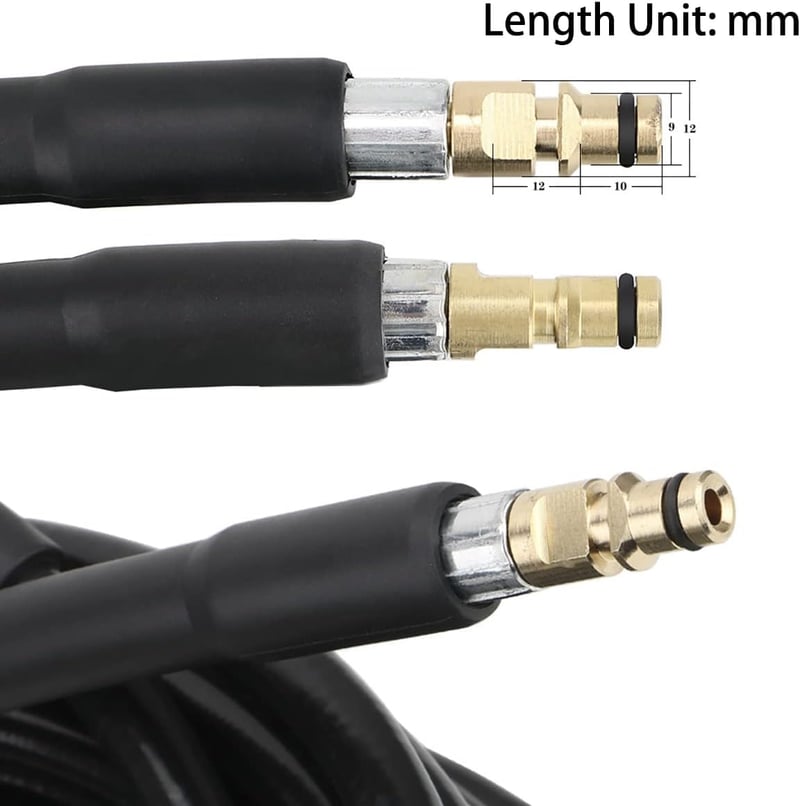 AIM Tools Magasnyomású Mosótömlő 10m 160 Bar - Kärcher K2-K7 Kompatibilis Cserélhető Mosócső Gyorscsatlakozó Rendszerrel Adapterrel