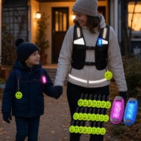 Bezpečnostný balík na cesty: 20x reflexný prívesok + 2l vesta + 2x LED svetlo 1