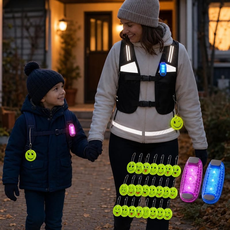 Bezpečnostný balík na cesty: 20x reflexný prívesok + 2l vesta + 2x LED svetlo