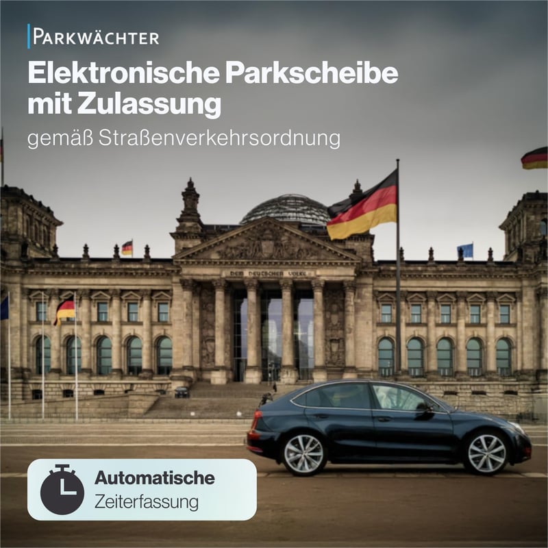 Parkwächter V2 Elektronikus Parkolótárcsa Német Szabványú Jóváhagyással - Automatikus Digitális Parkolóóra Autóba, Adatvédelemmel, Országspe