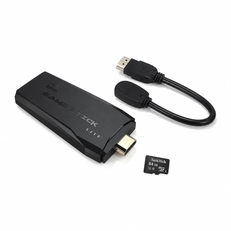 Gamepad wireless 2.4G, consolă jocuri video pentru TV 4K, 64 GB, negru — set de accesorii incomplet (stare: vezi imaginea 2)
