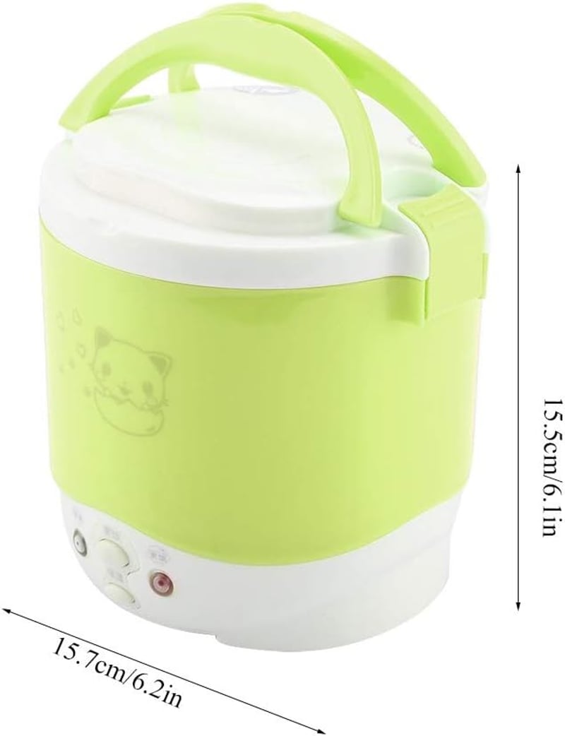 Hordozható 24V-os Mini Rizsfőző és Pároló Autóba, Kamionba - Zöld, 1L