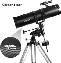 SOLOMARK 130mm Newtonian Teleszkóp Német Ekvatoriális Állvánnyal - 650mm Fókusztávolság, Mobiladapterrel, Barlow Lencsével, Csillagászati Me 2