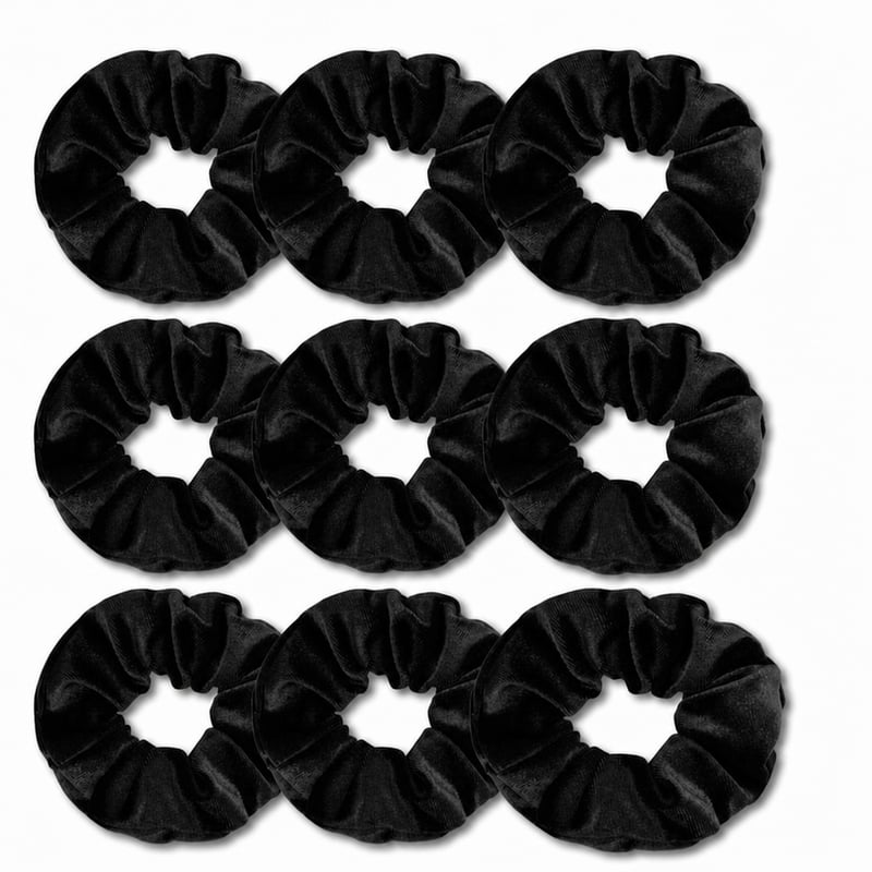 Set de elastice de păr din catifea Kavya pentru femei și fete, negru, 9 bucăți, scrunchie premium moale pentru coadă de cal