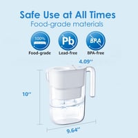 Waterdrop Elfin 2,5L Hűtőszekrény Vízszűrő Kancsó, Fluor- és Klórcsökkentő, NSF-tanúsított, BPA-mentes, Fehér 2