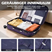 COOLIFE Bőrönd Szett ABS Keményfalú Utazóbőrönd TSA Zárral - M Méret 45 x 25 x 67 cm 60 literes, 4 Kerekű Gurulós Bőrönd Unisex Utazáshoz 18