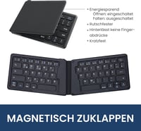 Perixx PERIBOARD-805 Ergo Bluetooth 5.1 Összehajtható Ergonomikus Billentyűzet, Ultravékony Hordozható, Sötétszürke, Német QWERTZ Kiosztás 6