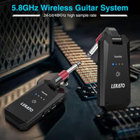 LEKATO WS-90 Vezeték Nélküli Gitár Rendszer 5.8GHz - Gitár és Basszus Adó-Vevő Szett, Beépített Akkumulátorral 2