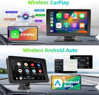 Podofo 7" Hordozható Autórádió - Apple CarPlay/Android Auto Támogatás, Bluetooth, IPS Érintőkijelző, FM, AUX, Tükrözés + 64GB TF Kártya 2