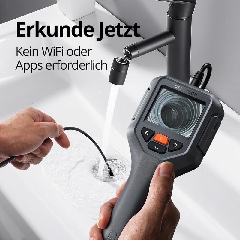 DEPSTECH 1080P HD Endoszkóp Kamera 5m, 2.4" IPS Kijelző, 2X Zoom, Csőkamera Házfelügyeleti Eszköz