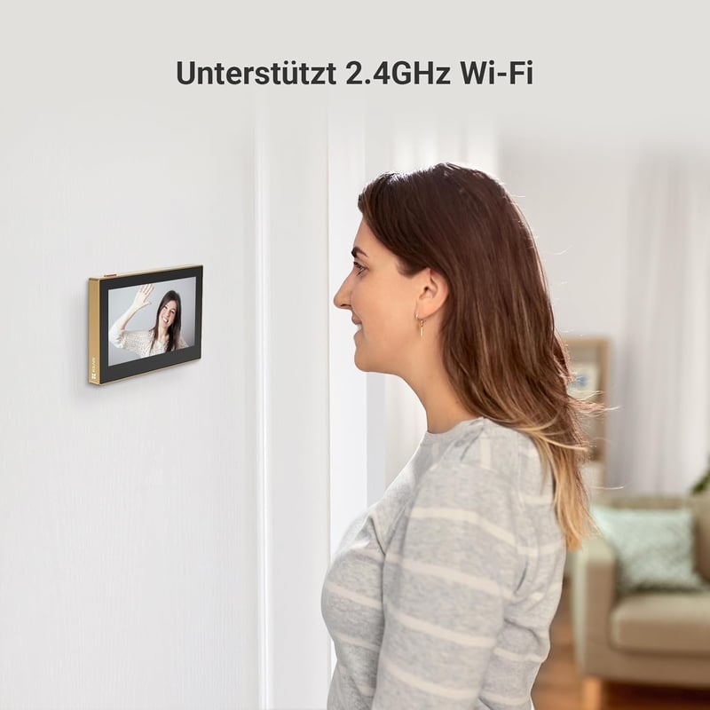 EZVIZ CP2 WiFi Ajtókamera 4,3" Színes Kijelzővel - 1080p Vezeték Nélküli Videós Kaputelefon 146° Látószöggel, 2200 mAh Akkumulátorral, Arany