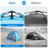 Cflity Pop-Up šator za plažu za 1-3 osobe, UV 50+ zaštita, 160x140x120 cm, s dvostrukim vratima, prenosivi šator za vrt, piknik i ribolov 2