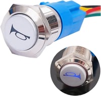 CGEAMDY 16mm Vízálló Momentán Kürtgomb LED-es Autó Nyomógomb Vezetékkel 1