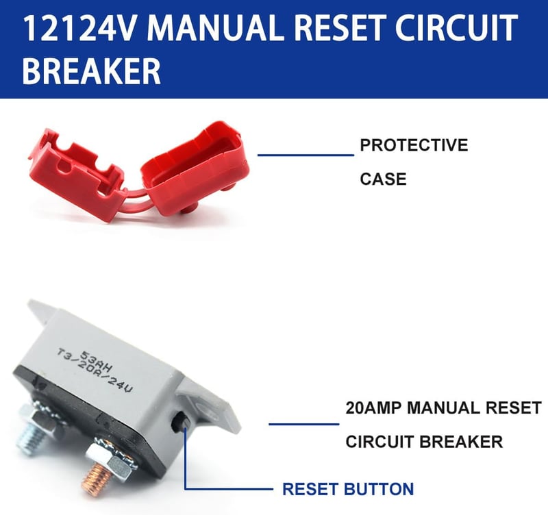 CGEAMDY 2db Automatikus Visszaállítású Áramvédő 12V-24V DC 30A