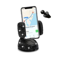 CGEAMDY Bling držiak na mobil do auta, otočný o 360 stupňov, s trblietavými kamienkami, držiak na smartfón pre ženy a dievčatá, čierny 1