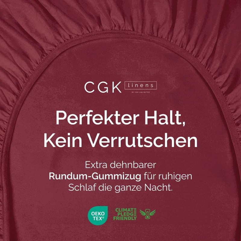 CGK Unlimited Bordó Gumis Lepedő 135x190 cm - Mikroszálas Ágynemű 30 cm Magas Matracokhoz - Puha, Gyűrődésálló és Légáteresztő Lepedő
