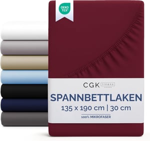 CGK Unlimited bordo plahta s gumicom 135x190 cm - Mikrovlakna posteljina za madrace visine do 30 cm - Meka plahta otporna na gužvanje i prozračna