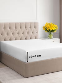 CGK Unlimited Biela Napínacia Plachta s Gumou 100x200 cm - Extra Hlboká, pre Matrace s Výškou 40 cm - Jemný Mikrovláknový Materiál - Nežehlivá, Farebne Stála - Oek 2