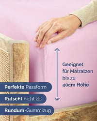 Napínacia plachta CGK Unlimited 100x200 cm svetloružová – extra hlboká napínacia plachta na matrac a boxspringovú posteľ do výšky 40 cm – mikrovlákno 3