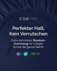 CGK Unlimited Napínacie prestieradlo 120x200 cm, námornícka modrá – z mikrovlákna, pre 40 cm vysoké matrace a boxspringové postele – mäkké, nekrčivé 2