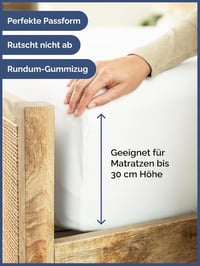 CGK Unlimited Gumis Lepedő 140x200 cm - 30 cm Mély, 400 Szálas Pamut Szatén, Fehér, Légáteresztő, Oeko-Tex Tanúsított Prémium Ágynemű 4