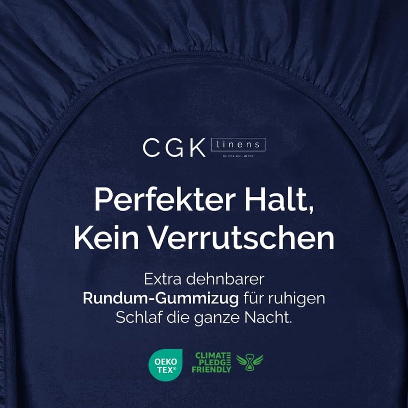 CGK Unlimited Gumis Lepedő 180x200 cm - Extra Mély Mikroszálas Lepedő 40 cm Magas Matracokhoz - Gyűrődésmentes Tengerészkék Ágynemű - Oeko-T
