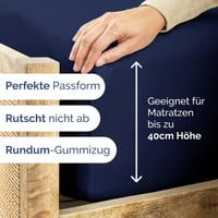 CGK Unlimited Gumis Lepedő 180x200 cm - Extra Mély Mikroszálas Lepedő 40 cm Magas Matracokhoz - Gyűrődésmentes Tengerészkék Ágynemű - Oeko-T 3