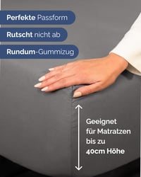 CGK Unlimited Napínacia plachta 180x200 cm tmavosivá – posteľná plachta z mikrovlákna pre matrace a boxspring postele do výšky 40 cm – nekrčivá, stálofarebná 3