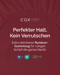 CGK Unlimited Napínacie prestieradlo 200x200 cm Bordovo-červené - Mikrovlákno na kontinentálnu posteľ pre výšku matraca do 40 cm, nekrčivé, Oeko-Tex 2