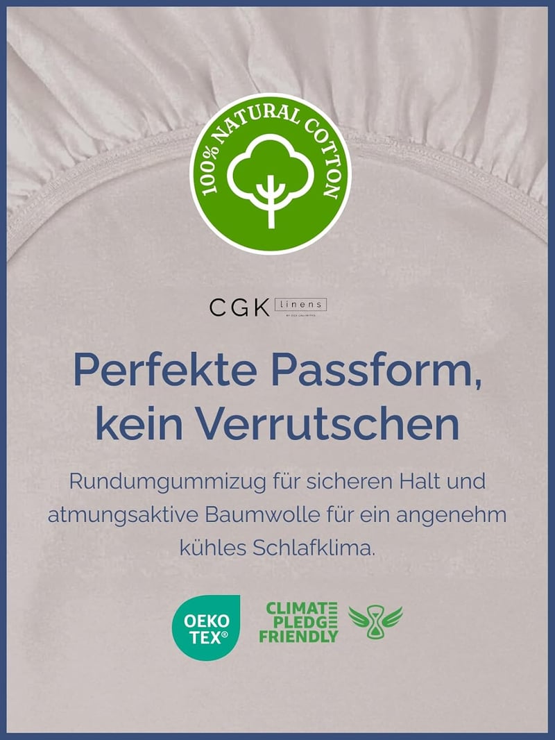 CGK Unlimited Gumis Lepedő 90x190 cm - 30 cm Mély, 400 Szálas Pamut Szatén - Légáteresztő, Puha, Tartós - Oeko-Tex Tanúsított Prémium Ágynem