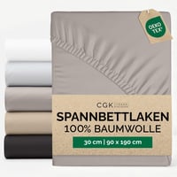 CGK Unlimited Gumis Lepedő 90x190 cm - 30 cm Mély, 400 Szálas Pamut Szatén - Légáteresztő, Puha, Tartós - Oeko-Tex Tanúsított Prémium Ágynem 1