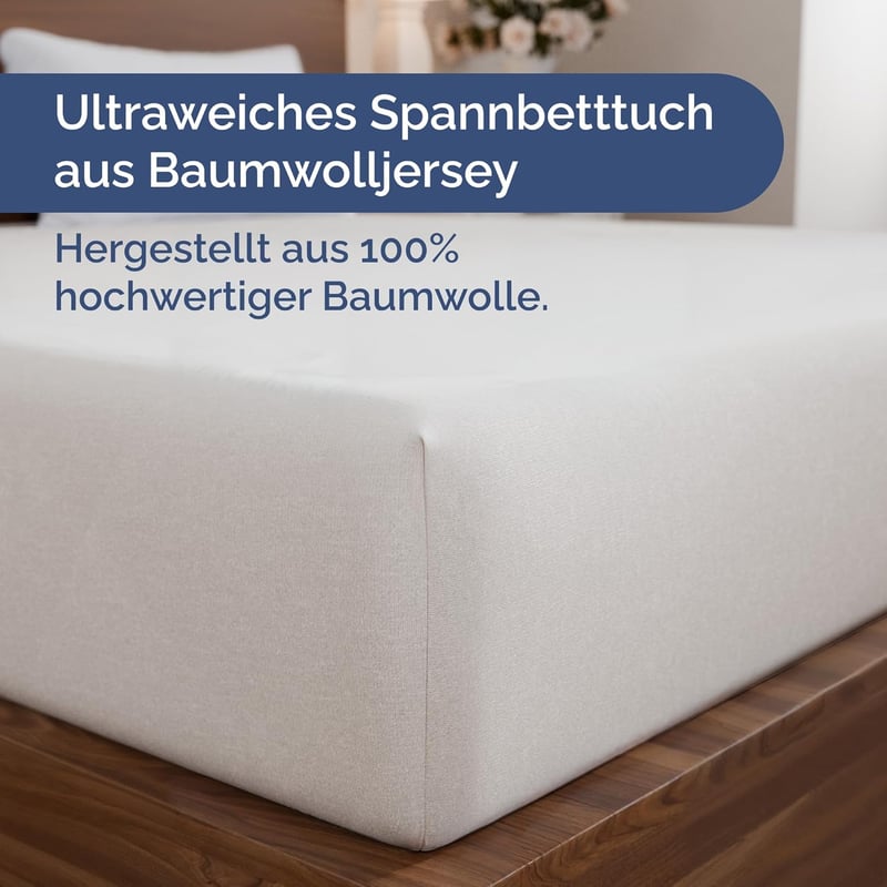 CGK Unlimited Jersey Gumis Lepedő 180x200 cm - 100% Pamut, Légáteresztő, Fehér - 30 cm Magas Matracokhoz - Oeko-Tex Tanúsítvánnyal

AI: I've