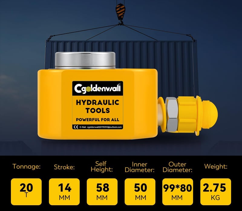 CGOLDENWALL 20T Hidraulikus Emelőhenger CP-180 Pumpával - 14mm Löket, 58mm Magasság, Ipari Használatra Épületekhez és Hidakhoz