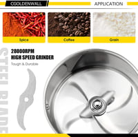 CGOLDENWALL 700g Elektromos Daráló - Rozsdamentes Acél Fűszer, Kávé és Gyógynövény Őrlő, 28000 RPM, 2400W Motor, Időzítővel 8