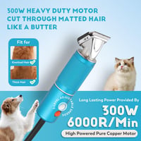 CGOLDENWALL Professzionális Kutyanyíró 300W - Állítható Sebesség 2000-6000 RPM, 3m Kábel, Minden Szőrtípushoz, 2 Pengével és 4 Fésűtartozékk 3