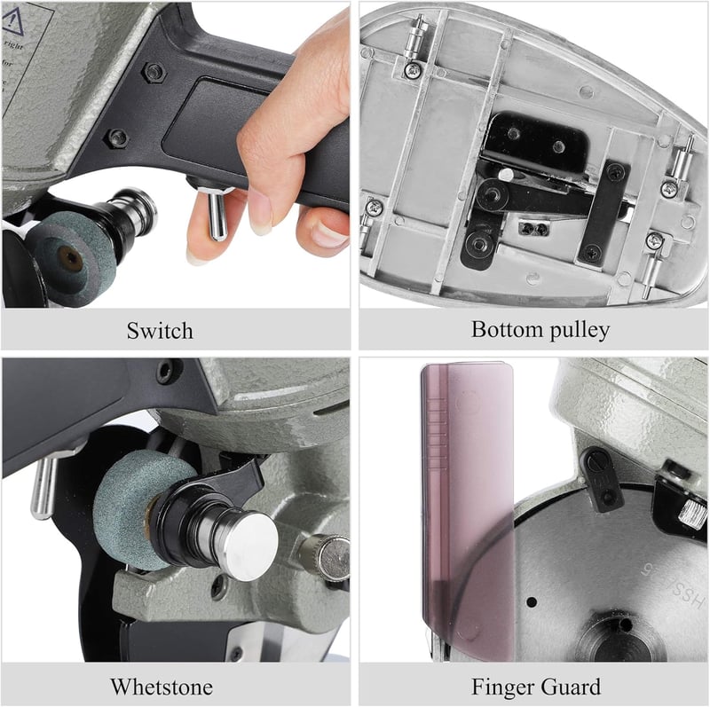 CGOLDENWALL YJ-125A Elektromos Ipari Szövetvágó 125mm Pengével - Textil Bőr Papír Vágógép 40mm Vágási Vastagság Pótpengével