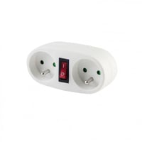 CHACON Pinch Biplite dvojitá zásuvka so spínačom – biela – 2x16A 4