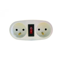 CHACON Pinch Biplite dvojitá zásuvka so spínačom – biela – 2x16A 2