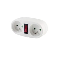 CHACON Pinch Biplite dvojitá zásuvka so spínačom – biela – 2x16A 1