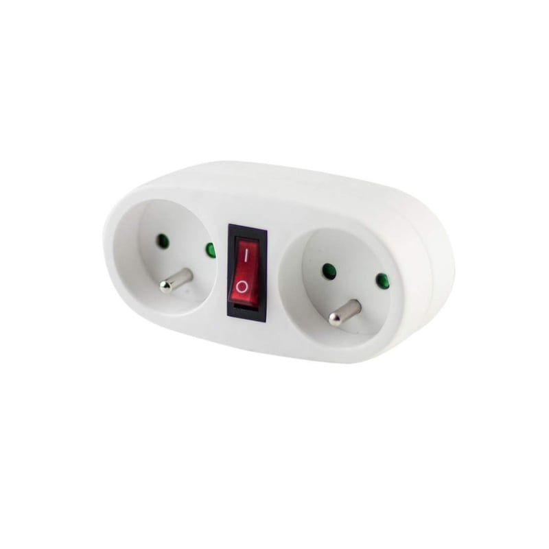 CHACON Pinch Biplite dvojitá zásuvka so spínačom – biela – 2x16A