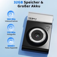 Digitálny fotoaparát CHAKEYAKE 4K 64MP s 32GB kartou, 2,4-palcovým LCD displejom, 18x digitálnym zoomom, automatickým zaostrovaním, stabilizáciou obrazu, čierny 3
