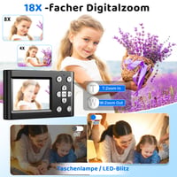 Digitálny fotoaparát CHAKEYAKE 4K 64MP s 32GB kartou, 2,4-palcovým LCD displejom, 18x digitálnym zoomom, automatickým zaostrovaním, stabilizáciou obrazu, čierny 5