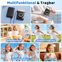 Digitálny fotoaparát CHAKEYAKE 4K 64MP s 32GB kartou, 2,4-palcovým LCD displejom, 18x digitálnym zoomom, automatickým zaostrovaním, stabilizáciou obrazu, čierny 4