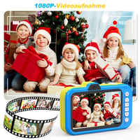 Detský digitálny fotoaparát CHAKEYAKE s 3,5-palcovým displejom, 360° otočným zoom objektívom, 1080P HD, selfie režimom, LED bleskom, 32GB kartou, pre deti od 3 do 12 rokov, modrý 7