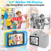 Detský digitálny fotoaparát CHAKEYAKE s 3,5-palcovým displejom, 360° otočným zoom objektívom, 1080P HD, selfie režimom, LED bleskom, 32GB kartou, pre deti od 3 do 12 rokov, modrý 2