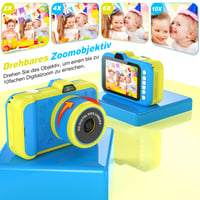Detský digitálny fotoaparát CHAKEYAKE s 3,5-palcovým displejom, 360° otočným zoom objektívom, 1080P HD, selfie režimom, LED bleskom, 32GB kartou, pre deti od 3 do 12 rokov, modrý 4