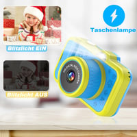 Detský digitálny fotoaparát CHAKEYAKE s 3,5-palcovým displejom, 360° otočným zoom objektívom, 1080P HD, selfie režimom, LED bleskom, 32GB kartou, pre deti od 3 do 12 rokov, modrý 5