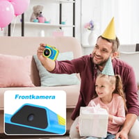 Detský digitálny fotoaparát CHAKEYAKE s 3,5-palcovým displejom, 360° otočným zoom objektívom, 1080P HD, selfie režimom, LED bleskom, 32GB kartou, pre deti od 3 do 12 rokov, modrý 6
