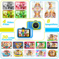 Detský digitálny fotoaparát CHAKEYAKE s 3,5-palcovým displejom, 360° otočným zoom objektívom, 1080P HD, selfie režimom, LED bleskom, 32GB kartou, pre deti od 3 do 12 rokov, modrý 8