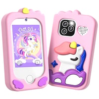 Aparat foto pentru copii CHAKEYAKE, jucărie în formă de smartphone cu ecran tactil, cameră duală, player MP3 și card SD de 32 GB, roz, pentru fete și băieți cu vârste între 3-12 ani 1